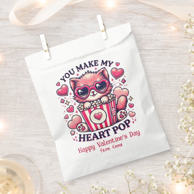 Sachets En Papier Cute Chat You Make My Heart Pop Classroom (Coupé)