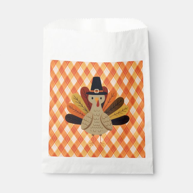 Sachets En Papier Cute, classique/vintage Thanksgiving Turquie (Devant)