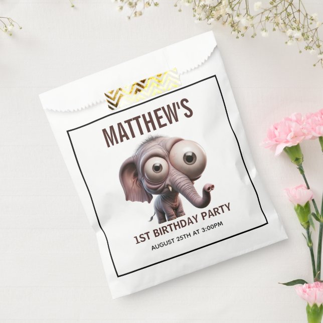 Sachets En Papier Cute Crazy elephant Farm Theme 1st Birthday (Scellé)