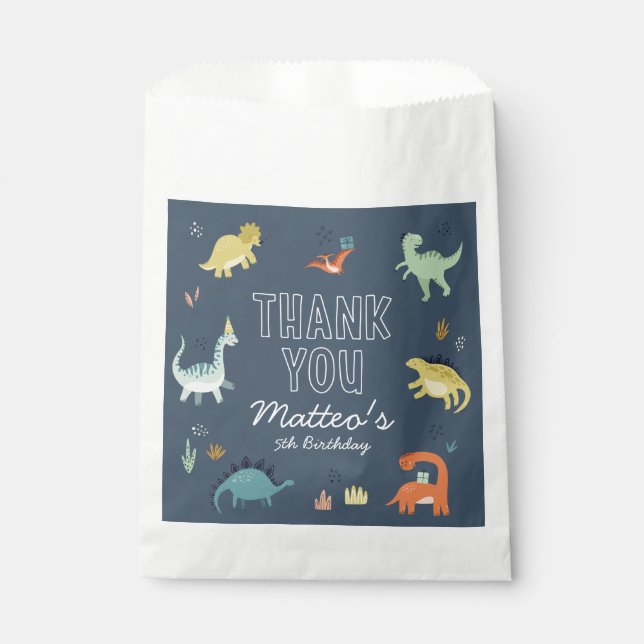 Sachets En Papier Cute Dinosaur Personnalisé Anniversaire Favoriser  (Devant)