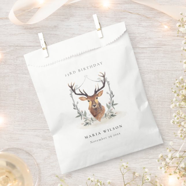 Sachets En Papier Cute Dusky Deer Floral Crest N'Importe Quel Âge An (Coupé)