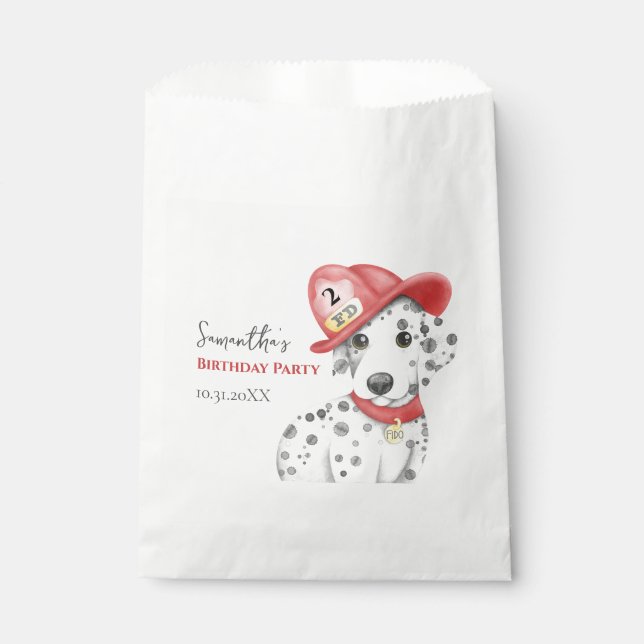 Sachets En Papier Cute Fire Fighter Dalmatien Anniversaire de enfant (Devant)
