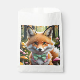 Sachets En Papier Cute Fox avec arc vert et rose