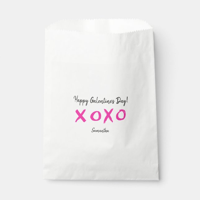 Sachets En Papier Cute Galentines jour XOXO traitement rose (Devant)