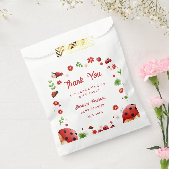 Sachets En Papier Cute Garden little ladybug baby shower Invitation (Scellé)