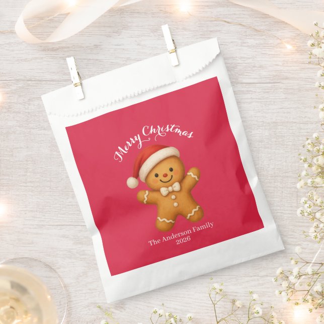 Sachets En Papier Cute Gingerbread Man with Santa Hat -  (Coupé)