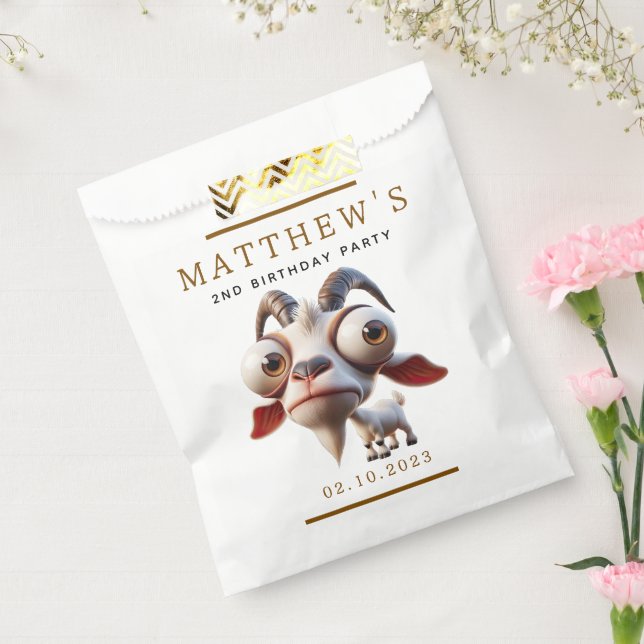 Sachets En Papier Cute Goat Farm Animaux 2e fête d'anniversaire (Scellé)