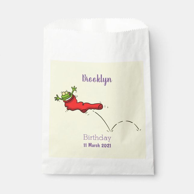 Sachets En Papier Cute grenouille dans une chaussette rouge saut de  (Devant)