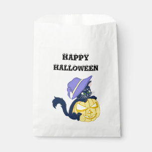 Sachets En Papier Cute Halloween Chat noir et Citrouille