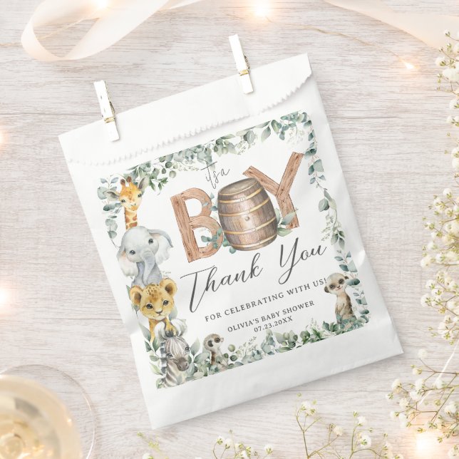 Sachets En Papier Cute Jungle Animaux Végétation Boy Baby shower (Coupé)