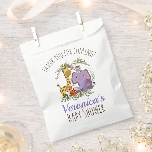 Sachets En Papier Cute Jungle Safari Baby shower animal Merci (Coupé)