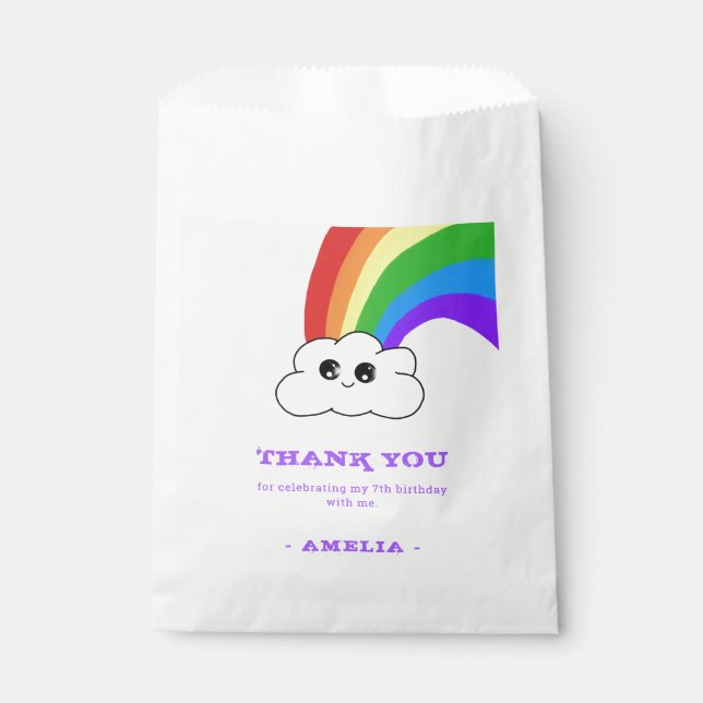 Sachets En Papier Cute Kawaii Cloud Arc-en-ciel L'anniversaire de l' (Devant)
