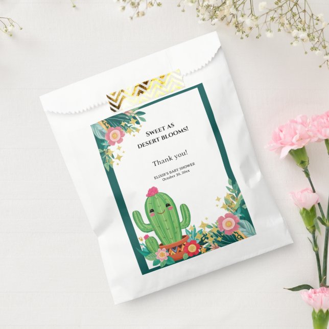 Sachets En Papier Cute Kawaii Désert Bloom Floral Cactus Baby shower (Scellé)