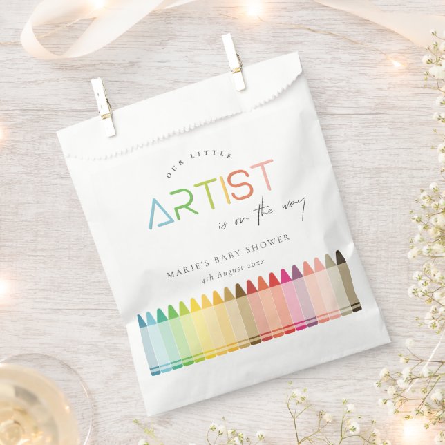 Sachets En Papier Cute Little Artist Crayon Fun Rainbow Baby shower (Coupé)