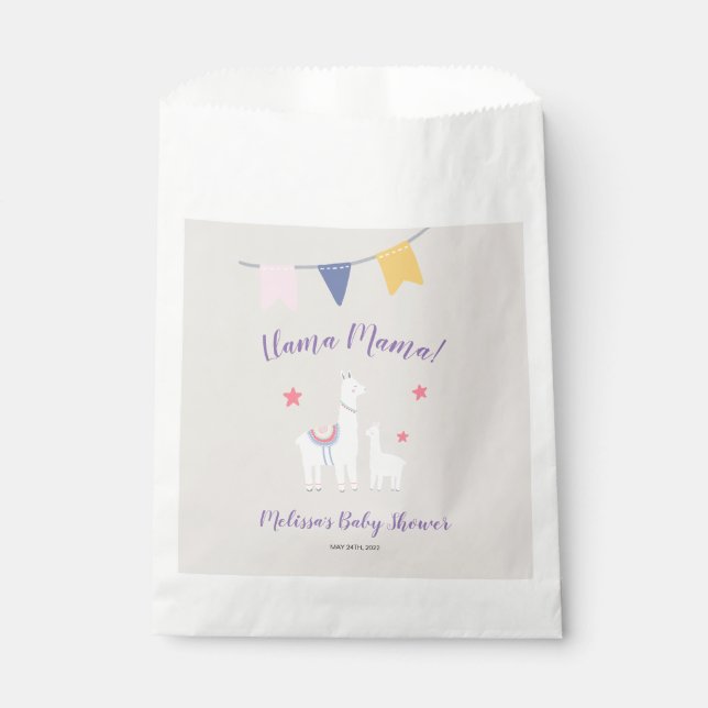 Sachets En Papier Cute Llama Mama Tan Purple Baby shower (Devant)