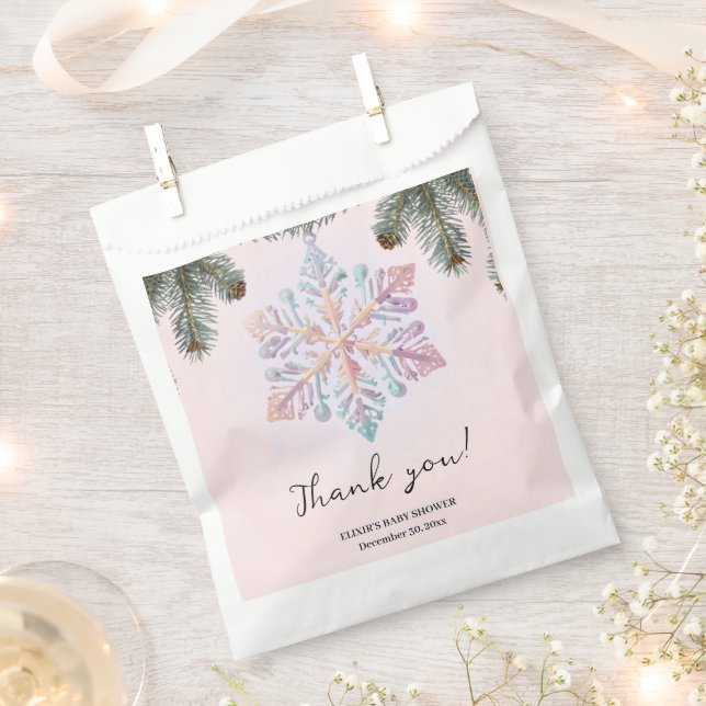 Sachets En Papier Cute Moderne Snowflakes hiver Baby shower mignon (Coupé)