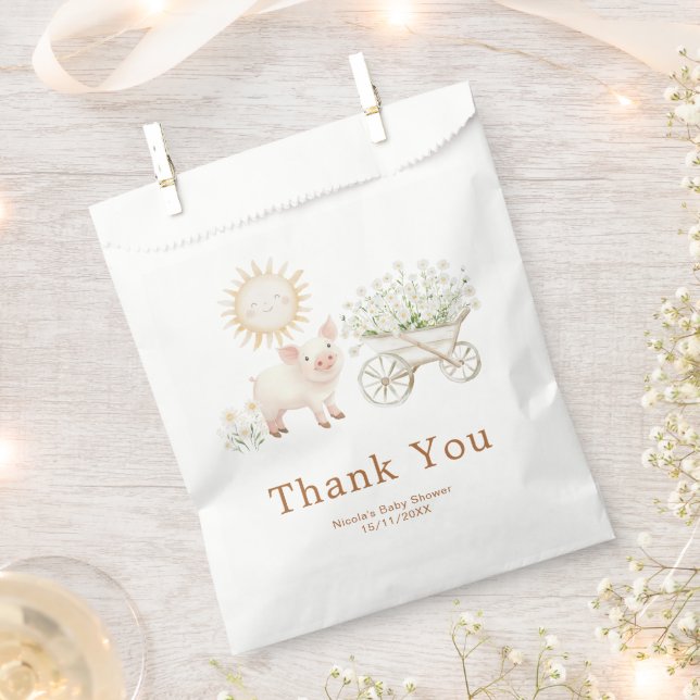Sachets En Papier Cute Pig Wheelbarrow Baby Shower Baby Shower  (Coupé)
