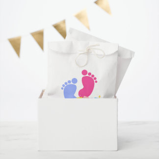 Sachets En Papier Cute Pink and Blue Baby Footprints Gender Reveal