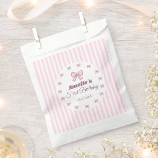 Sachets En Papier Cute Pink Bow 1st Birthday Party