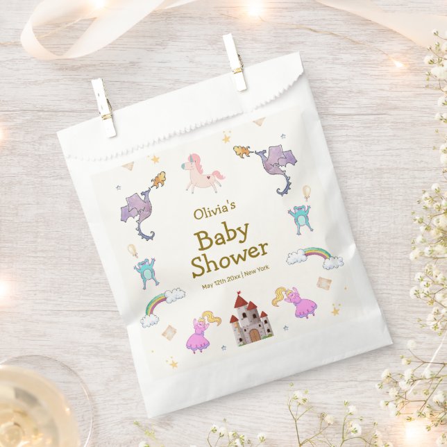 Sachets En Papier Cute Princess Dragon Unicorn Baby shower (Coupé)
