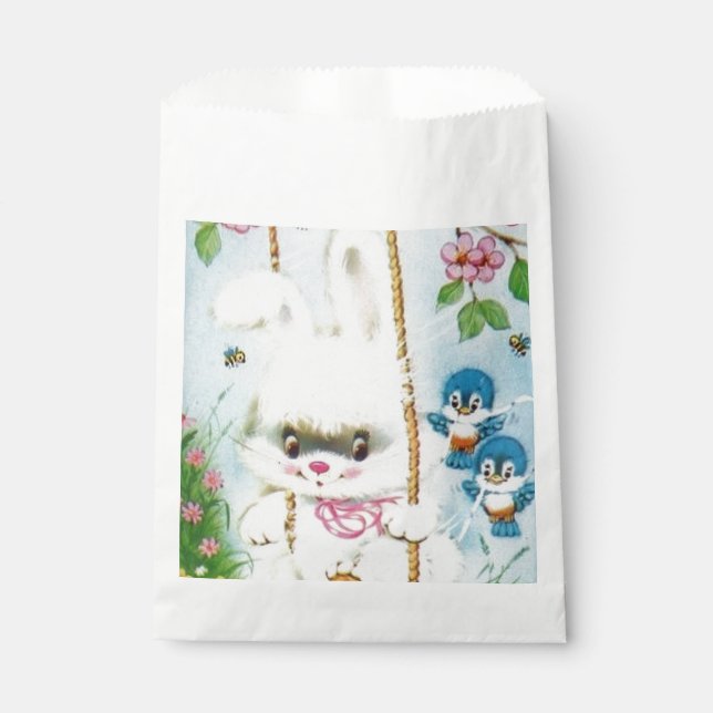 Sachets En Papier Cute retro vintage Easter bunny  (Devant)