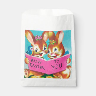 Sachets En Papier Cute retro vintage Easter bunny 