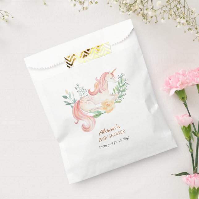 Sachets En Papier Cute rose Unicorn Baby shower de verdure fleurie (Scellé)