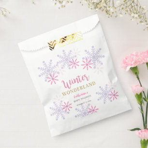 Sachets En Papier Cute Rose Winter Wonderland Baby shower Snowflakes