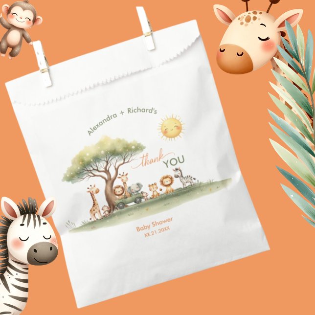 Sachets En Papier Cute safari animals gender neutral baby shower (Créateur téléchargé)