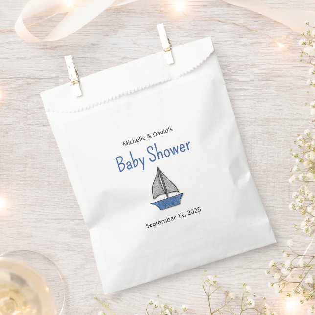 Sachets En Papier Cute Sailboat Nautical Baby Boy Couples Shower (Coupé)