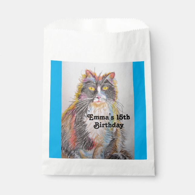 Sachets En Papier Cute Tabby Chat Art animal Animal Party Favoriser  (Devant)