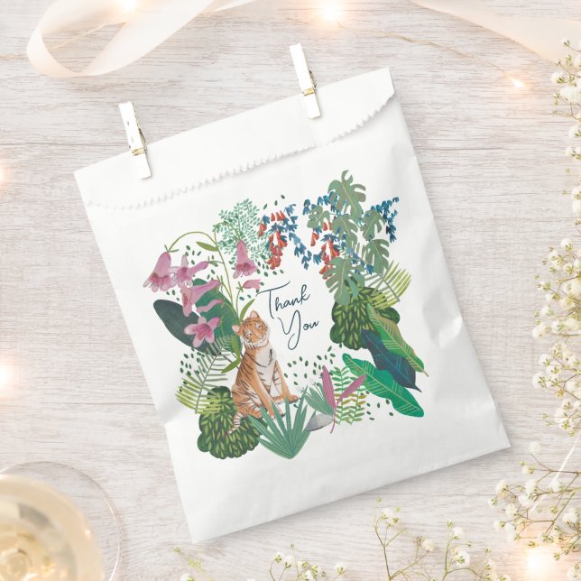 Sachets En Papier Cute Tiger Jungle Safari Merci Baby shower (Coupé)