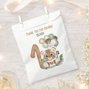 Sachets En Papier Cute Tiger Safari Wild One Boy 1ère fête d'anniver
