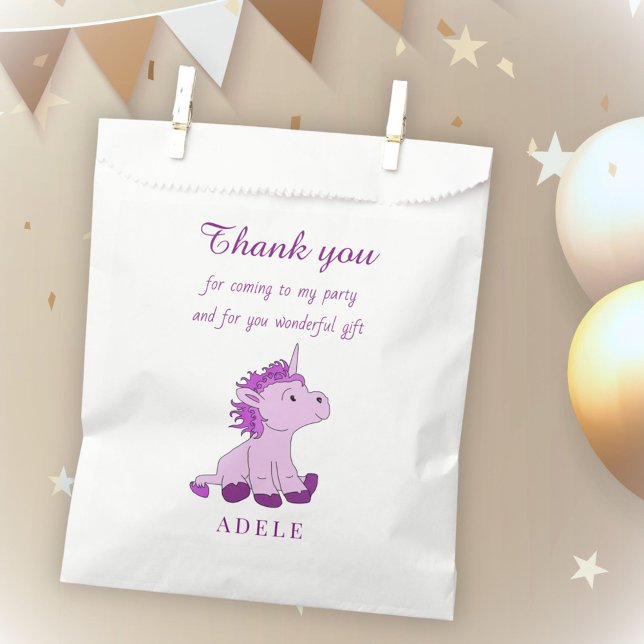 Sachets En Papier Cute Unicorn rose fille Merci d'anniversaire (Créateur téléchargé)