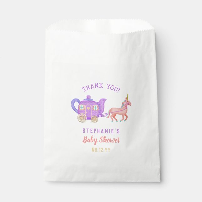 Sachets En Papier Cute Unicorn Tea Party Baby shower Merci (Devant)