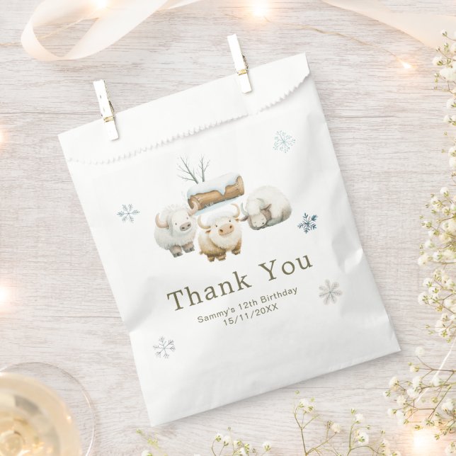 Sachets En Papier Cute Winter Arctic Cow Birthday (Coupé)