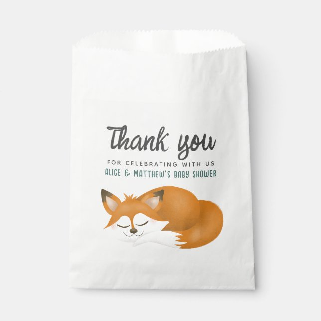Sachets En Papier Cute Woodland Fox Boys Baby shower (Devant)