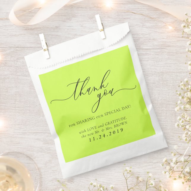 Sachets En Papier Cyber Lime Jet Black Formal Minimalist Wedding (Coupé)