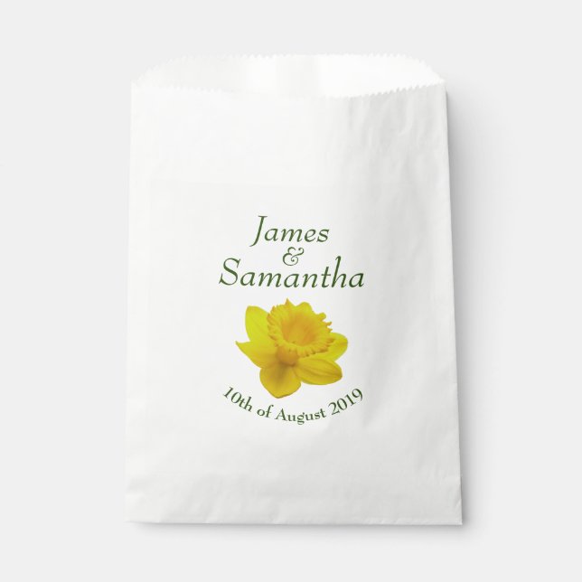 Sachets En Papier Daffodique de printemps jaune - Mariage (Devant)