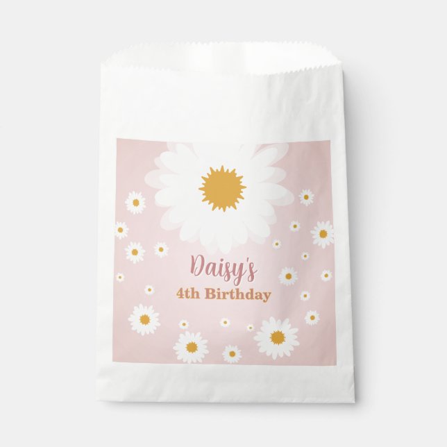 Sachets En Papier Daisy Pink Any Age Birthday  (Devant)