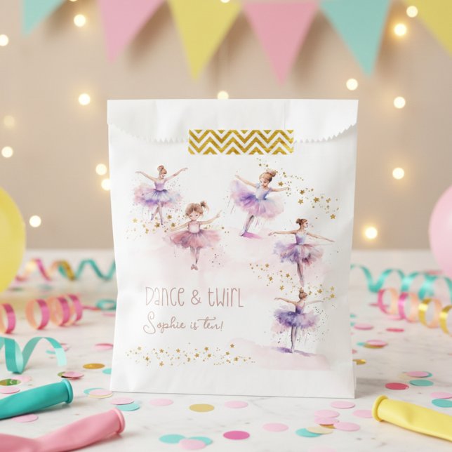 Sachets En Papier Danse et ballerine tourbillon anniversaire (Créateur téléchargé)