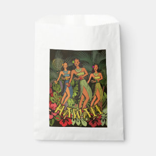 Sachets En Papier Danseuses Hula Vintage d'Hawaï Palmier Tiki Rétro