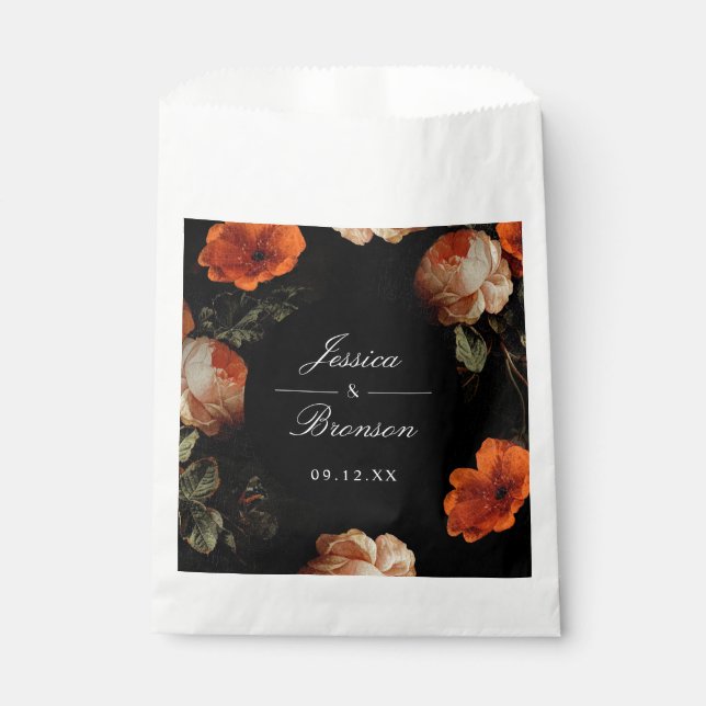 Sachets En Papier Dark Moody Romantic Floral Néerlandais Mariage (Devant)