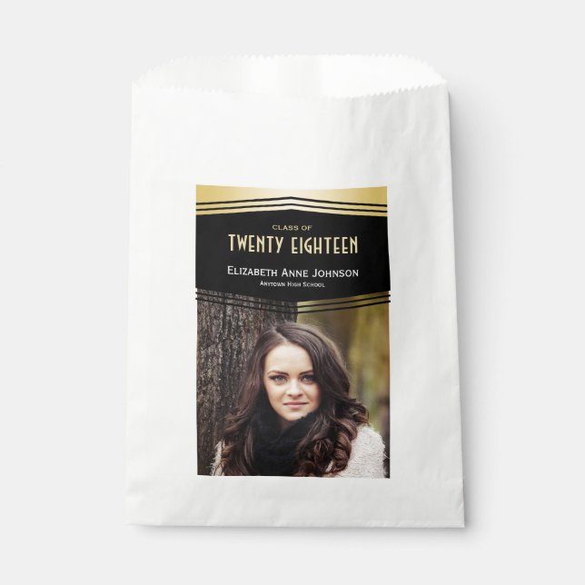 Sachets En Papier Déco Chevrons | 2 Photo Graduation Party (Devant)