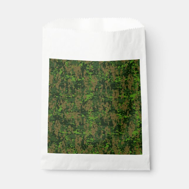 Sachets En Papier Décor de Camouflage vert numérique de style Woodla (Devant)