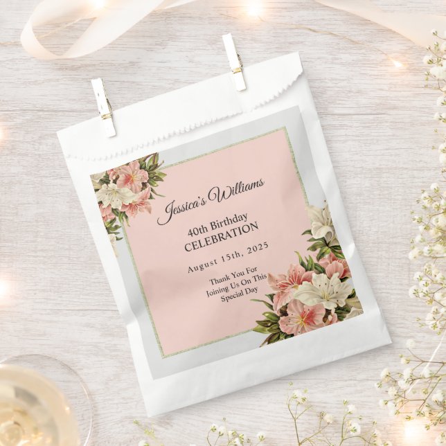 Sachets En Papier Décorations florales Anniversaire féminin (Coupé)