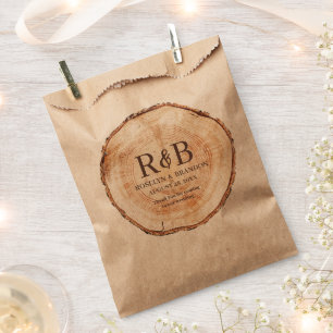 Sachets En Papier Découpe rustique en bois Imprimer Merci de monogra