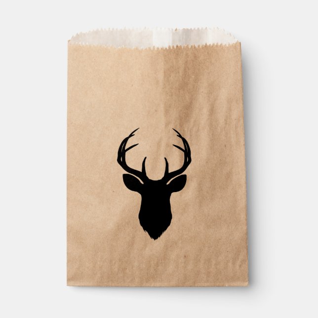 Sachets En Papier Deer Head Antlers Rustic Country Modern Faveur (Devant)