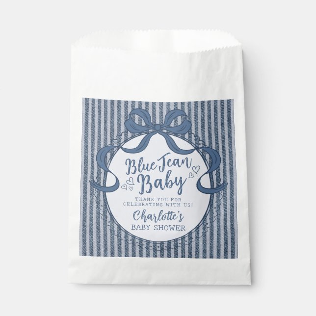 Sachets En Papier Denim Coquette Bow Blue Jean Baby Shower (Devant)