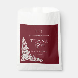 Sachets En Papier Dentelle de Doily Élégant Mariage Bordeaux
